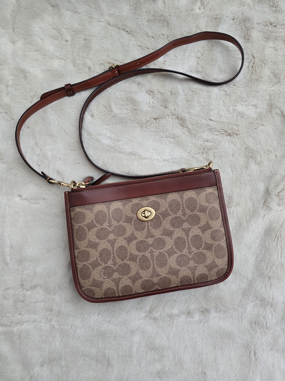 Coach Signature Canvas Slim Turnlock Crossbody